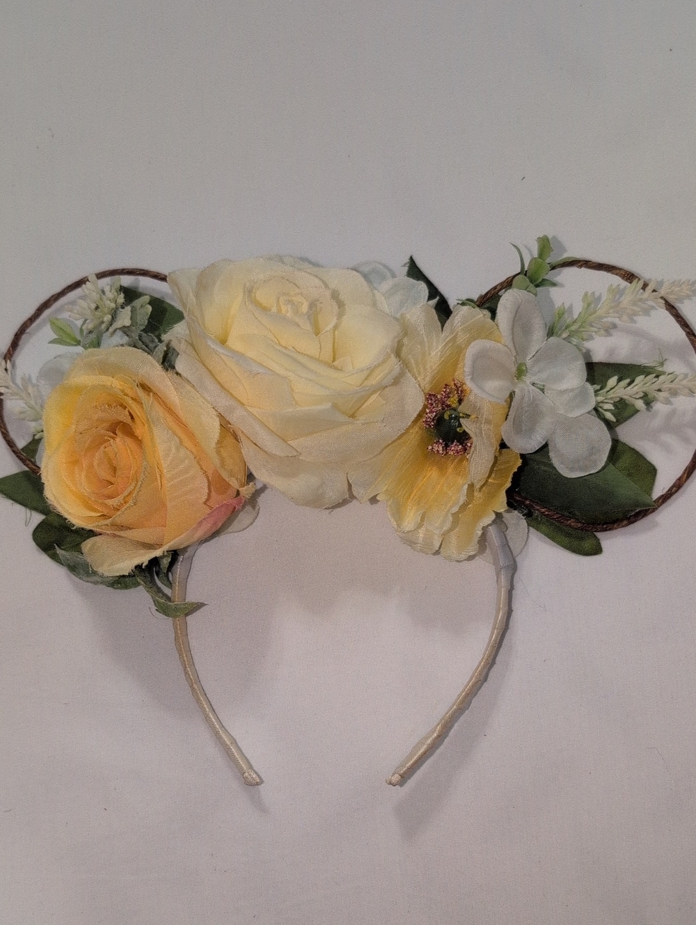 Disney Floral Yellow Rose Ears Headband Used
